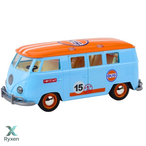 Samochód Retro Van Bus Światła Dźwięki Otwierane Drzwi Niebieski LEAN TOYS