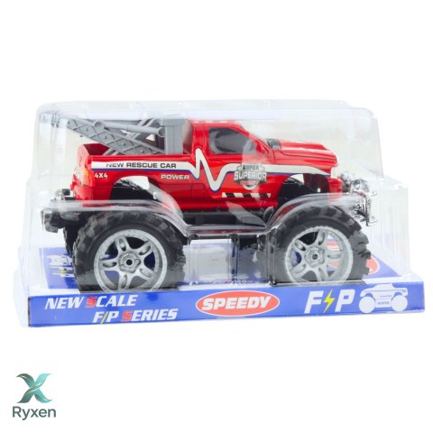 Samochód Terenowy Ratunkowy Z Napędem Na Tył Hak Holowniczy Czerwony 27cm LEAN TOYS