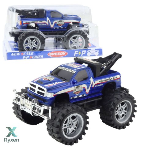 Samochód Terenowy Ratunkowy Z Napędem Na Tył Hak Holowniczy Niebieski 27cm LEAN TOYS