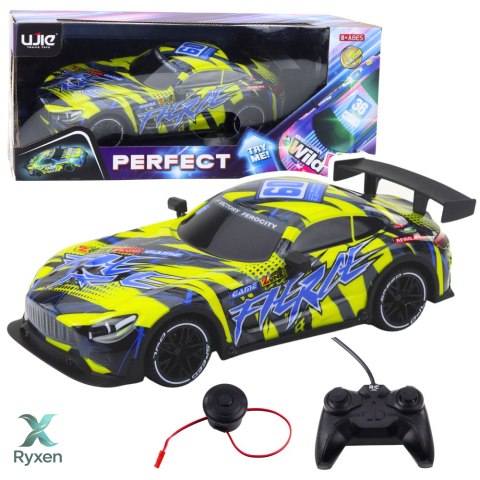Samochód Wyścigowy Zdalnie Sterowane RC Podświetlana Karoseria Żółty LEAN TOYS
