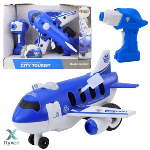 Samolot Do Skręcania Zdalnie Sterowany RC Wkrętarka Niebieska 2w1 LEAN TOYS
