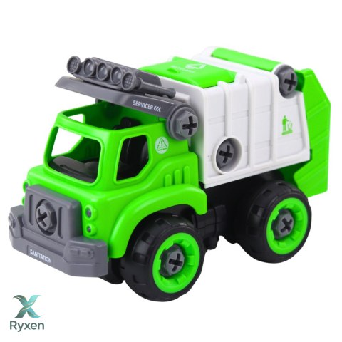 Śmieciarka Do Skręcania Zdalnie Sterowana RC Wkrętarka Zielona 2w1 LEAN TOYS