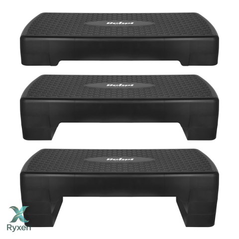 Step do aerobiku i ćwiczeń fitness, 3 stopnie, 68cm, czarny, REBEL ACTIVE Rebel