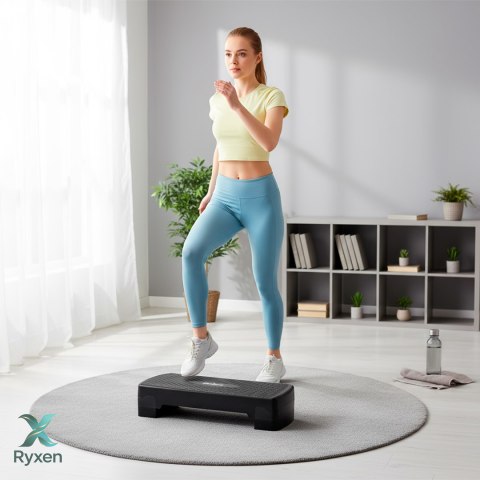 Step do aerobiku i ćwiczeń fitness, 3 stopnie, 68cm, czarny, REBEL ACTIVE Rebel