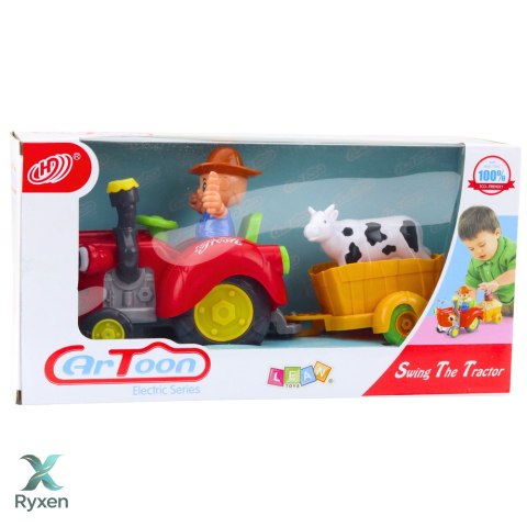 Traktor Farmera Interaktywny Z Przyczepką Figurka Krowy Światła Dźwięki LEAN TOYS