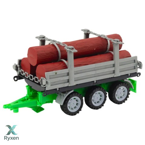 Traktor Rolniczy Farmerski Z Przyczepą Do Drewna Kłody Zielony 47cm LEAN TOYS