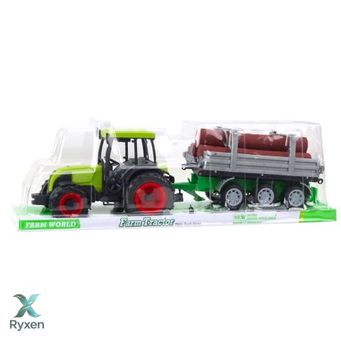 Traktor Rolniczy Farmerski Z Przyczepą Do Drewna Kłody Zielony 47cm LEAN TOYS