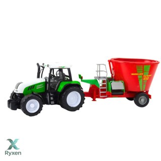 Traktor Rolniczy Farmerski Z Przyczepą Mieszalnik Paszy Zielony 50cm LEAN TOYS