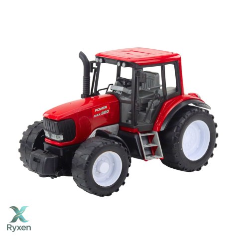 Traktor Rolniczy Farmerski Z Zieloną Przyczepą i Sianem Czerwony 62cm LEAN TOYS