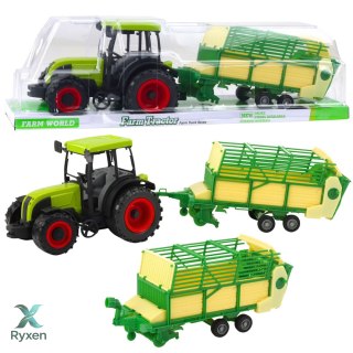 Traktor Rolniczy Farmerski Z Zielono-Żółtą Przyczepą Zielony 50cm LEAN TOYS