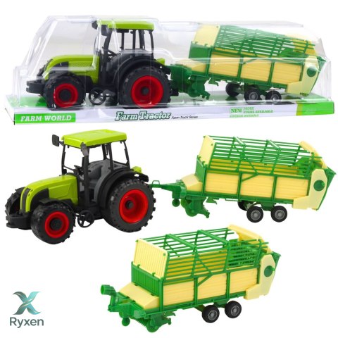 Traktor Rolniczy Farmerski Z Zielono-Żółtą Przyczepą Zielony 50cm LEAN TOYS