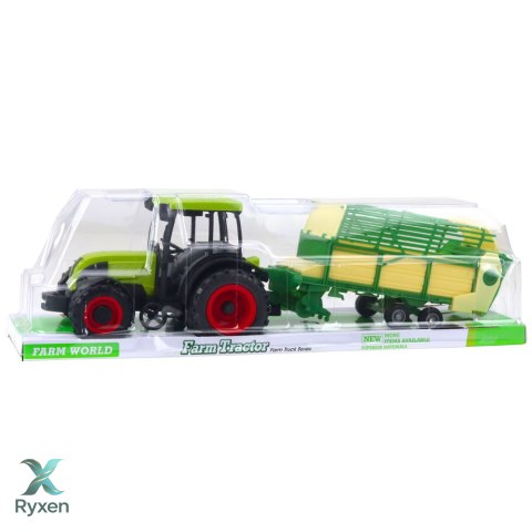 Traktor Rolniczy Farmerski Z Zielono-Żółtą Przyczepą Zielony 50cm LEAN TOYS