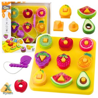 Układanka Edukacyjna Dla Dzieci Geometryczne Owoce Przeplatanka LEAN TOYS