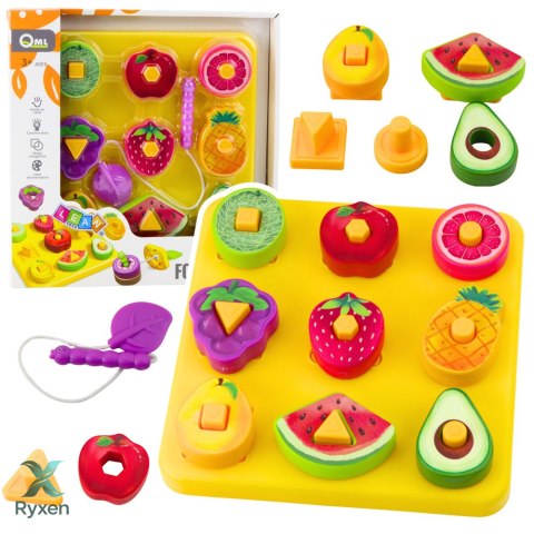 Układanka Edukacyjna Dla Dzieci Geometryczne Owoce Przeplatanka LEAN TOYS