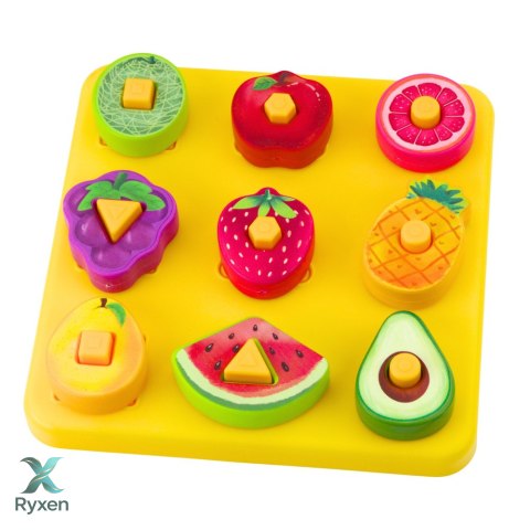 Układanka Edukacyjna Dla Dzieci Geometryczne Owoce Przeplatanka LEAN TOYS