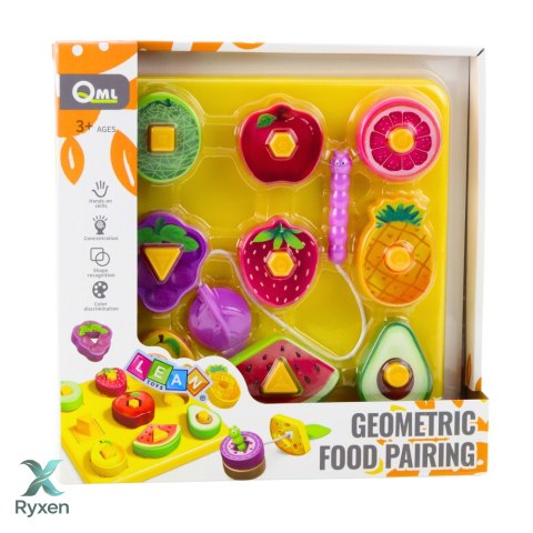 Układanka Edukacyjna Dla Dzieci Geometryczne Owoce Przeplatanka LEAN TOYS