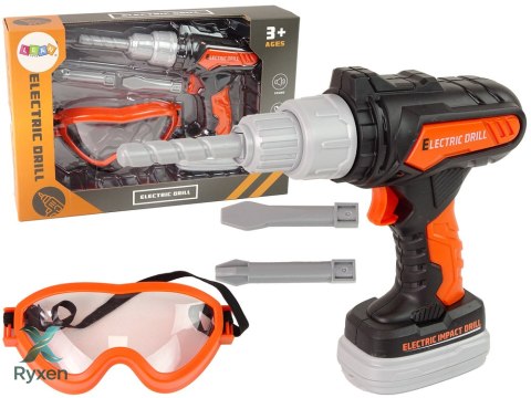 Wiertarka Dla Dzieci Wkrętarka Na Baterie Wiertła Okulary Ochronne LEAN TOYS