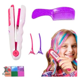 Zestaw Do Koloryzacji Włosów Prostownica Kolorowe Kredy Spinki Grzebień LEAN TOYS