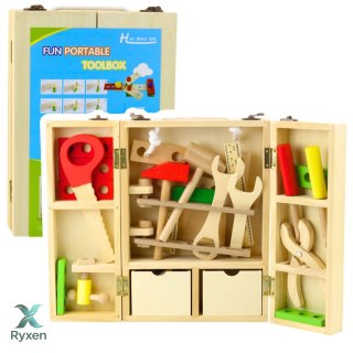 Zestaw Małego Majsterkowicza Drewniana Skrzynka Z Narzędziami 35 el. LEAN TOYS
