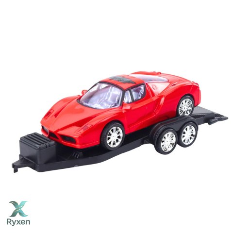 Zestaw Samochód Terenowy Czarny Laweta Samochód Czerwony Sportowy 59cm LEAN TOYS