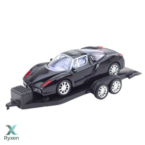 Zestaw Samochód Terenowy Czerwony Laweta Samochód Czarny Sportowy 59cm LEAN TOYS