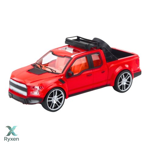 Zestaw Samochód Terenowy Czerwony Laweta Samochód Czarny Sportowy 59cm LEAN TOYS