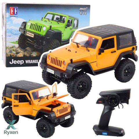 Auto Terenowe Zdalnie Sterowane RC Jeep Wrangler Rock Crawler Pomarańczowy 1:14 DOUBLE E
