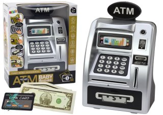 Bankomat Skarbonka Dla Dzieci Nauka Oszczędzania Srebrno Czarny LEAN TOYS