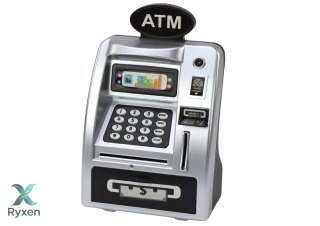Bankomat Skarbonka Dla Dzieci Nauka Oszczędzania Srebrno Czarny LEAN TOYS