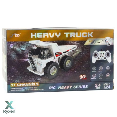 Ciężarówka Wywrotka Zdalnie Sterowana RC Światła Dźwięki Biała 1:24 LEAN TOYS