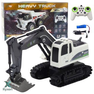 Koparka Gąsienicowa Zdalnie Sterowana RC Światła Dźwięki Biała 1:24 LEAN TOYS