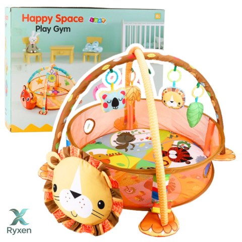 Mata Leżanka Kojec Dla Niemowlaka Basenik Zawieszki Kulki 20 szt 3w1 Lew LEAN TOYS