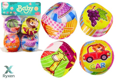 Miękkie Piłeczki Kolorowe Edukacyjne Grzechotka Piłki 4szt. Zestaw LEAN TOYS