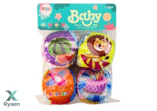 Miękkie Piłeczki Kolorowe Edukacyjne Grzechotka Piłki 4szt. Zestaw LEAN TOYS