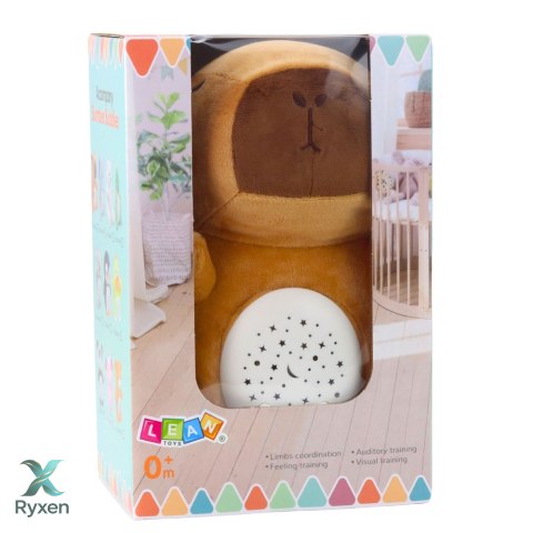 Pluszowa Maskotka Kapibara Projektor Gwiazd Kołysanki Dźwięki Brązowa LEAN TOYS
