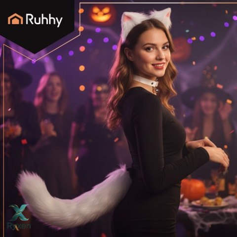 Strój kota/lisa 3el. biały Ruhhy 26584 RUHHY