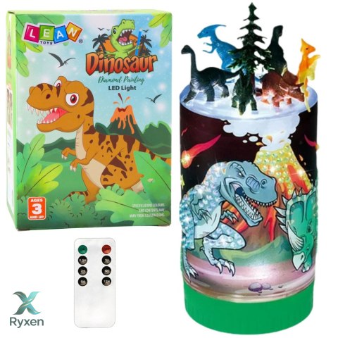 Zestaw Kreatywny Dinozaury W Słoiku Diamenty Lampka Nocna Pilot DIY LEAN TOYS