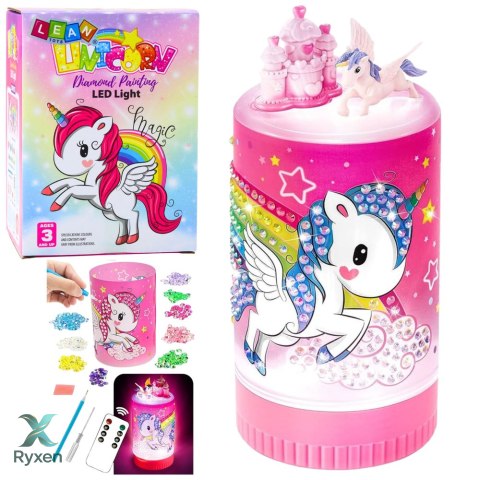 Zestaw Kreatywny Jednorożec W Słoiku Diamenty Lampka Nocna Pilot DIY LEAN TOYS