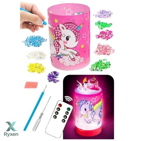 Zestaw Kreatywny Jednorożec W Słoiku Diamenty Lampka Nocna Pilot DIY LEAN TOYS