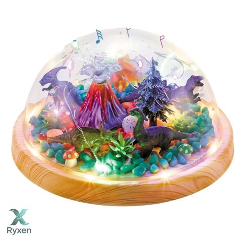 Zestaw Kreatywny Terrarium z Dinozaurami Lampka Nocna Kopuła Dźwięki DIY LEAN TOYS