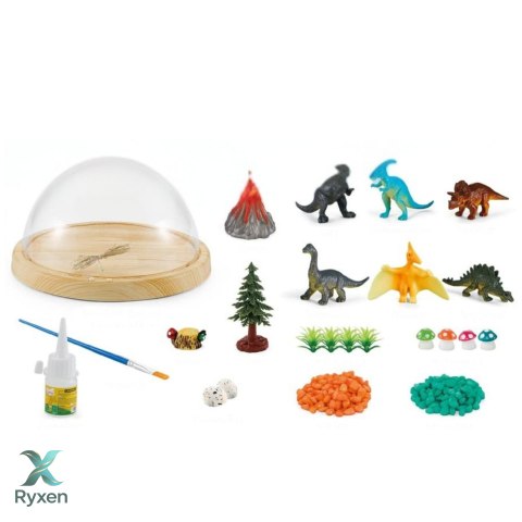 Zestaw Kreatywny Terrarium z Dinozaurami Lampka Nocna Kopuła Dźwięki DIY LEAN TOYS
