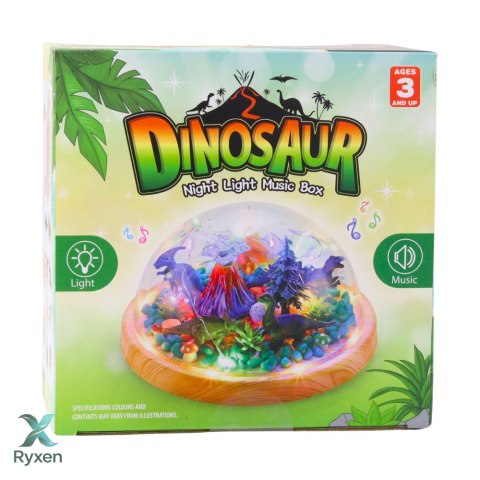 Zestaw Kreatywny Terrarium z Dinozaurami Lampka Nocna Kopuła Dźwięki DIY LEAN TOYS