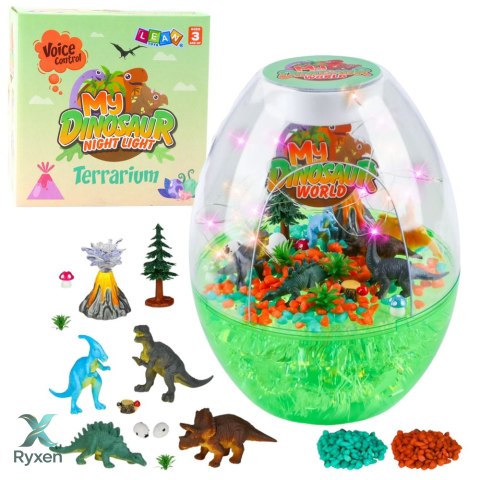 Zestaw Kreatywny Terrarium z Dinozaurami Lampka Nocna Sterowanie Głosem DIY LEAN TOYS
