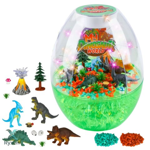 Zestaw Kreatywny Terrarium z Dinozaurami Lampka Nocna Sterowanie Głosem DIY LEAN TOYS