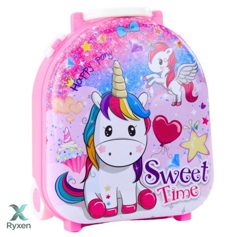Zestaw Pięknośći Toaletka W Walizce 2w1 Akcesoria Jdnorożec Różowa LEAN TOYS