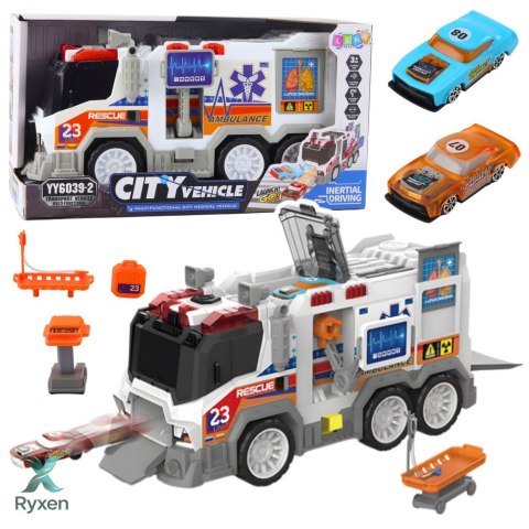 Ambulans Karetka Miejska Pojazd Medyczny Napęd Światła Dźwięki LEAN TOYS