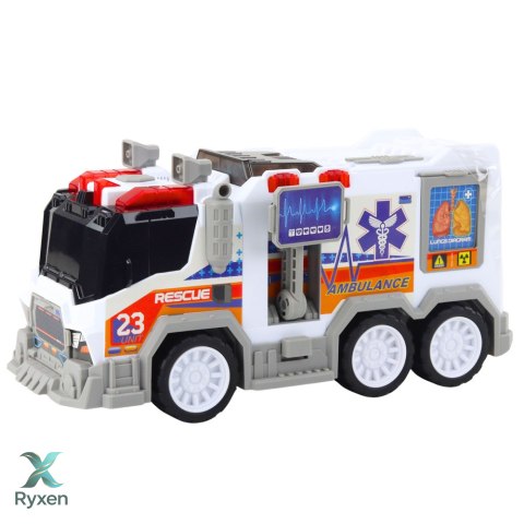 Ambulans Karetka Miejska Pojazd Medyczny Napęd Światła Dźwięki LEAN TOYS