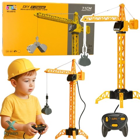 Dźwig Żuraw Budowlany Zdalnie Sterowany RC Przewodowy Obrót 360° 71 cm LEAN TOYS
