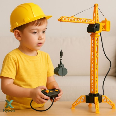 Dźwig Żuraw Budowlany Zdalnie Sterowany RC Przewodowy Obrót 360° 71 cm LEAN TOYS