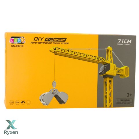 Dźwig Żuraw Budowlany Zdalnie Sterowany RC Przewodowy Obrót 360° 71 cm LEAN TOYS